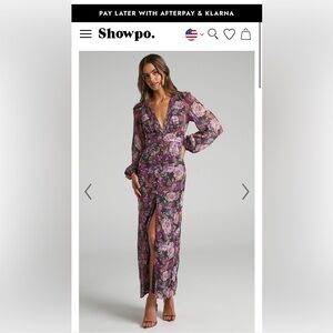 SHOWPO LORELEI MIDI DRESS - V NECK BALLOON SLEEVE DRESS IN HARVEST FLORAL